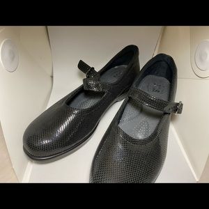 SAS black textured Mary Jane Shoes
